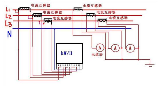 三相電能表接線(xiàn)圖 威勝DTS343-3三相有功電能表接線(xiàn)圖